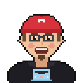 Pixel-art cartoon of PJ